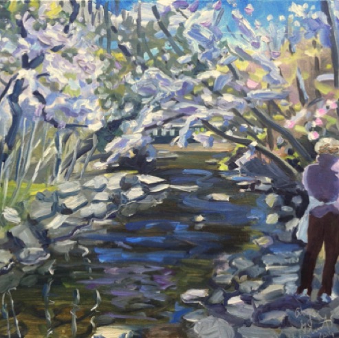 Painting Along Cobbs Creek,  oil on linen,
16" x 20”, private collection