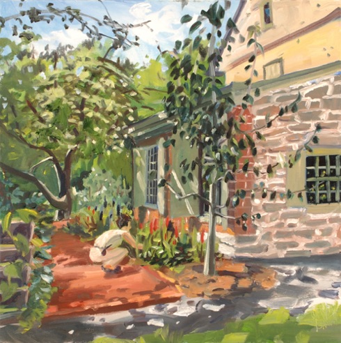 Tending Bertram's Gardens, oil on canvas,  18" x 18”, sold