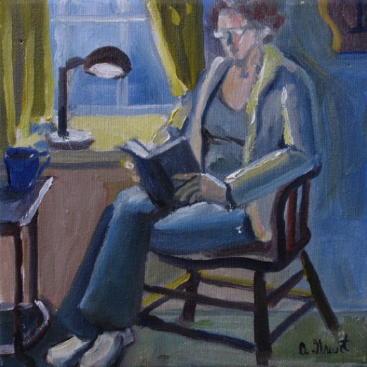 Painter Reading, 8" x 8”