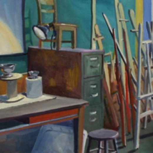 Art Room with Easels, oil on canvas,          private collection