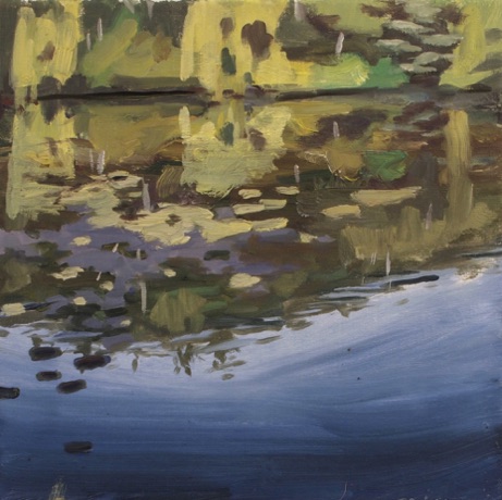 Pond Reflecting Sky, oil on linen,              10x 10"